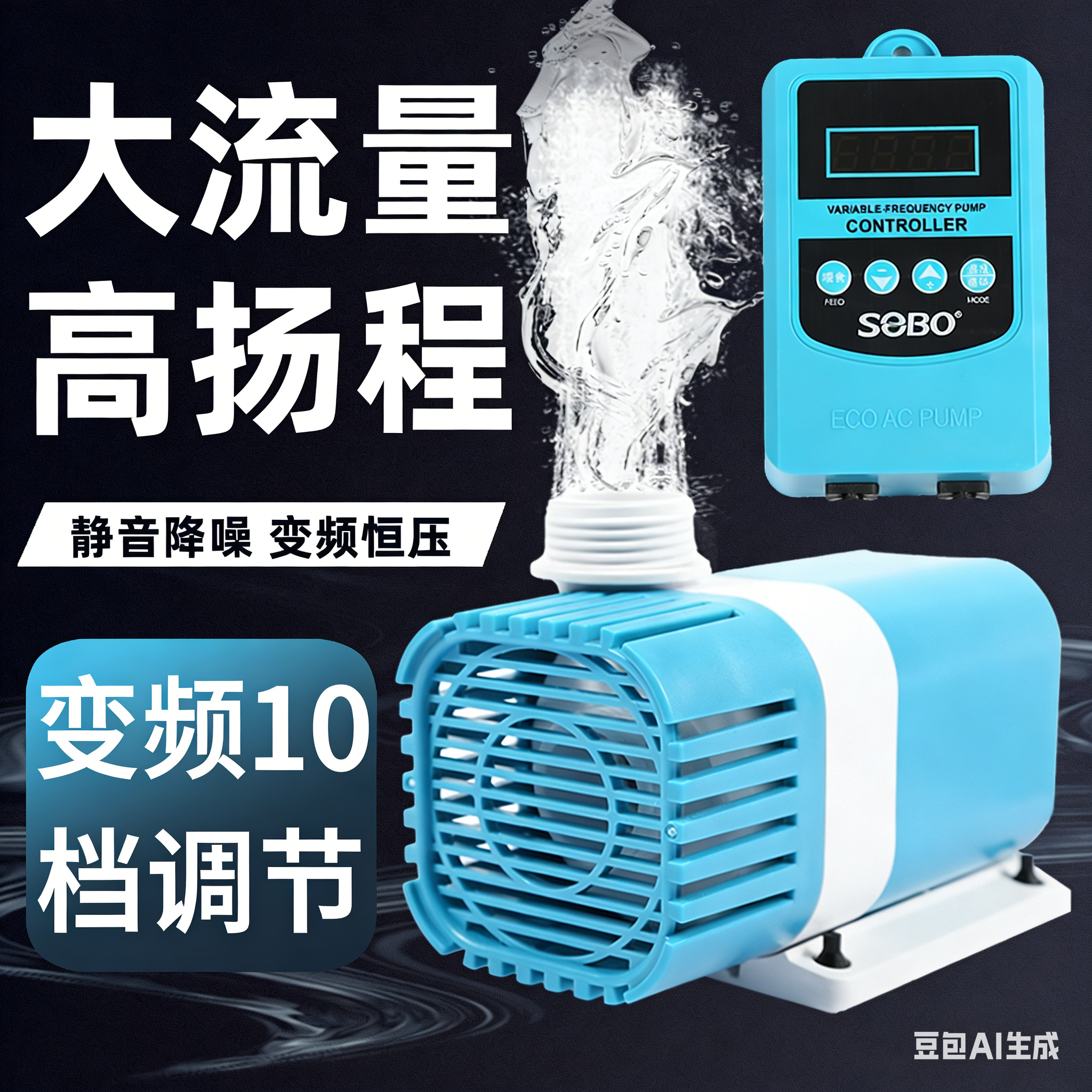 松宝超静音鱼缸水泵鱼池潜水泵小型抽水泵水陆两用循环泵变频水泵