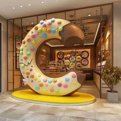 玻璃钢仿真甜甜圈定制甜品店门头面包可颂摆件网红打卡引流美陈