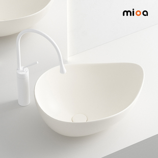 高级感淡奶粉酒店陶瓷台上盆家用卫生间加深洗脸盆阳台洗手盆单盆