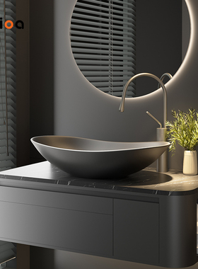 金属感枪灰色酒店台上盆陶瓷洗脸盆家用洗手盆卫生间阳台艺术台盆