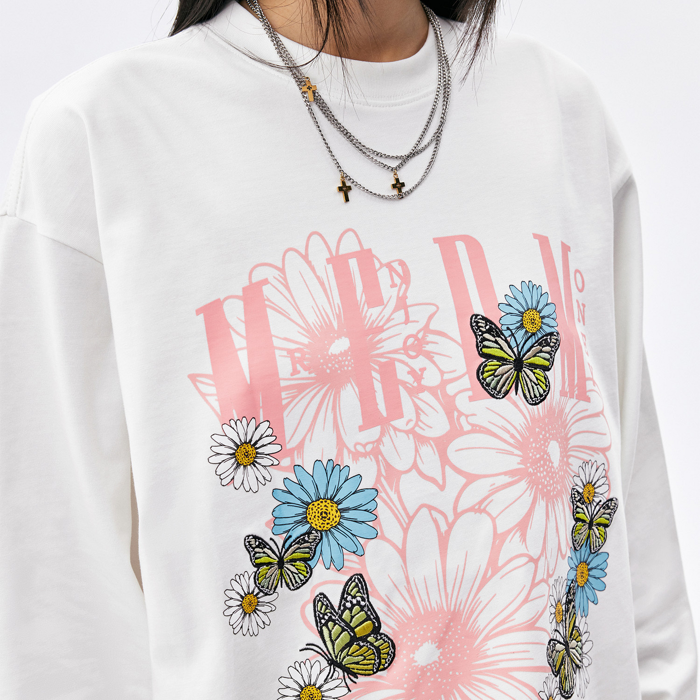 MEDM-字母圆领休闲长袖T恤