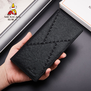 稻草人长款钱包男2025新款大容量多卡位休闲皮夹真皮男士钱夹简约