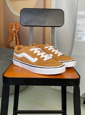 VANS范斯CALDRONE低帮棕黄色男女款面包复古休闲板鞋VN000CXZ1OU