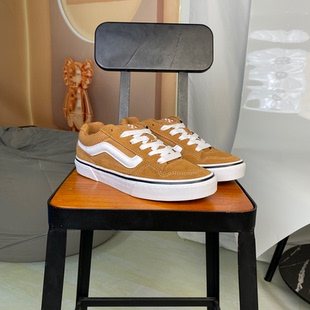 VANS范斯CALDRONE低帮棕黄色男女款面包复古休闲板鞋VN000CXZ1OU