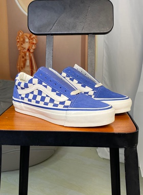VANS范斯OLD SKOOL 36低帮蓝色格子帆布男女同款板鞋VN000CT9MBL