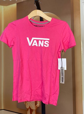 VANS范斯女款经典粉红色纯棉短袖T恤VN-012IAFJ