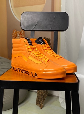 VANS范斯SR STUDI0联名款高帮帆布荧光橙男女休闲板鞋VN000CNKPDQ