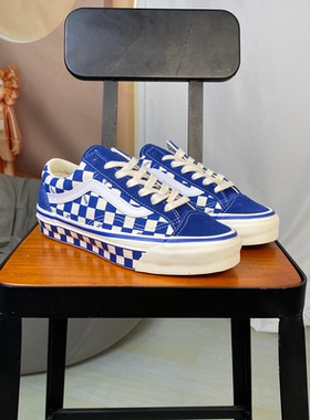 VANS范斯LX OLD SKOOL 36低帮棋盘格蓝色男女同款板鞋VN000D57ERM