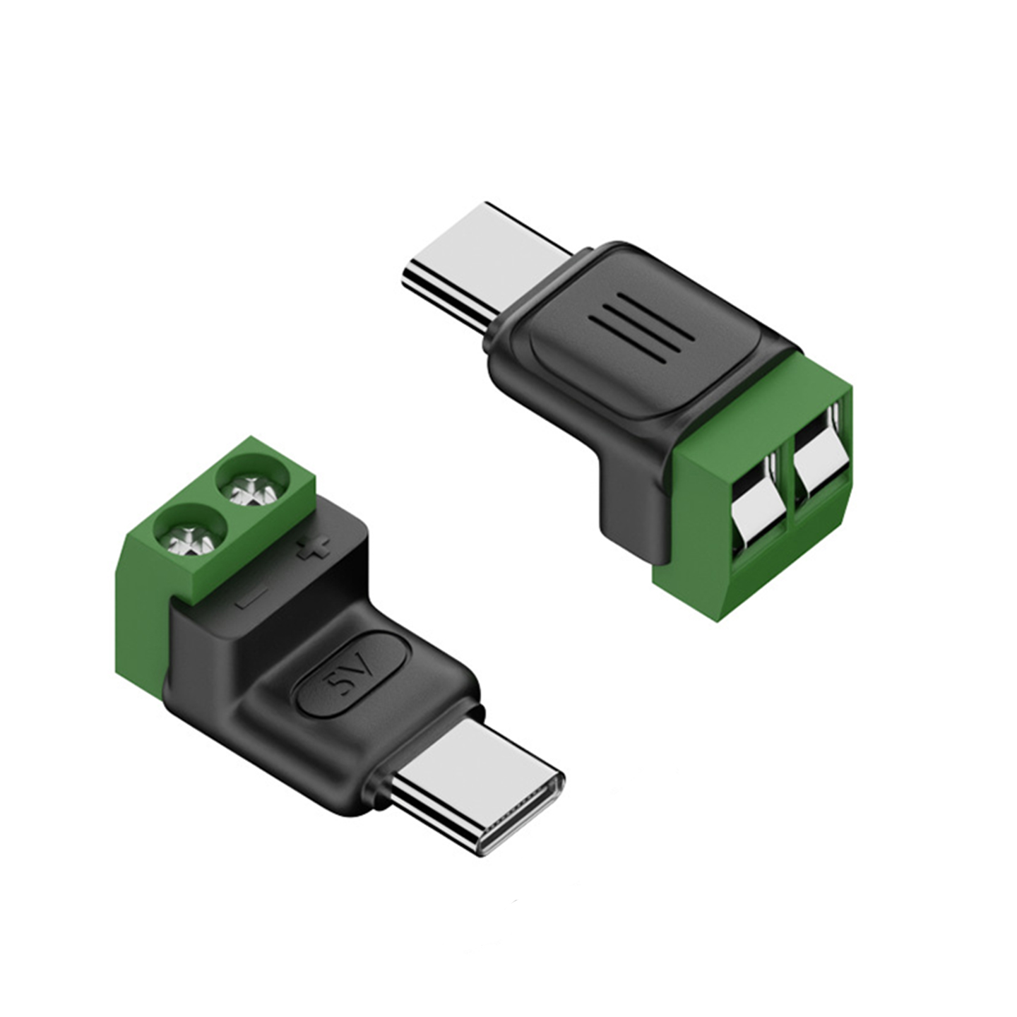 Type c转2Pin5V免焊绿色端子转接头USB连接器手机电脑充电转换