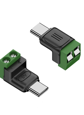 Type c转2Pin5V免焊绿色端子转接头USB连接器手机电脑充电转换