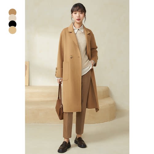 蝶之河双面羊绒大衣过膝高级感