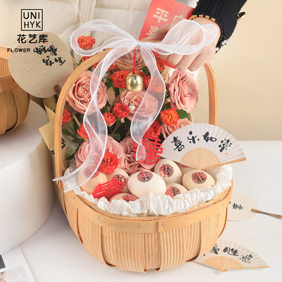 花艺库鸡蛋花篮水果鲜花蓝