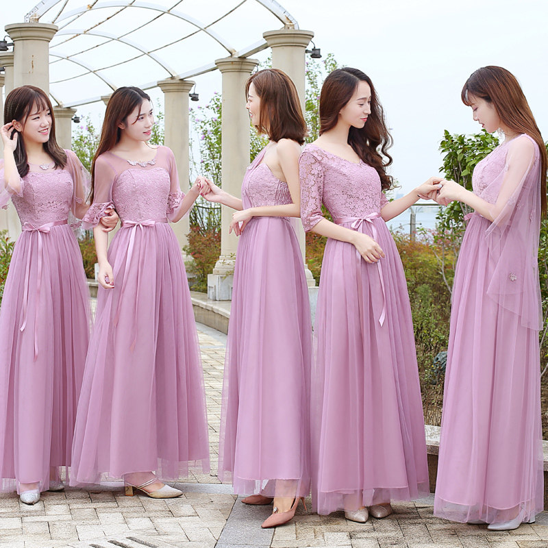 伴娘禮服女2018新款韓版顯瘦長款姐妹團年會合唱演出活動連衣裙子在類目 女裝/女士精品, 婚紗/旗袍/禮服, 禮服/晚裝中 - 來自Buy2taobao.com提供專業的淘寶代購服務