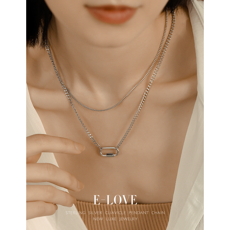 椭圆吊坠项链钛钢钛钢