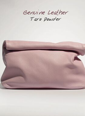 小众设计牛皮大手包棍子腋下手拿包简约慵懒卷边大容量手抓包