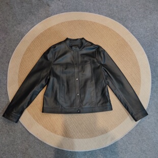 春款新款高级头层绵羊皮真皮皮衣女酷飒风短外套机车立领夹克