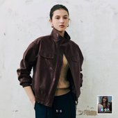 植鞣真皮短款 女式 皮衣复古立领夹克外套 NEWYORK 韩国原单BARNEYS