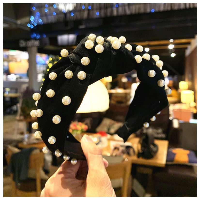 珍珠发箍女韩版布艺打结头箍简约压发洗脸发窟甜美风发饰宽边发带