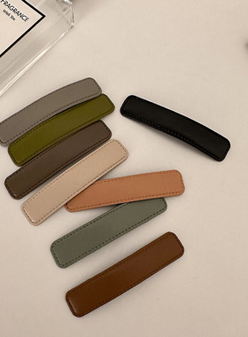 早春皮革bb夹时尚一字夹子头饰少女侧边刘海碎发夹简约边夹发卡子