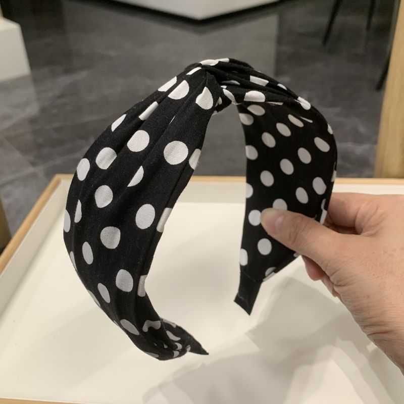 韩国春夏简约波点发箍复古宽边头箍时尚发卡中间打结发箍女头饰品