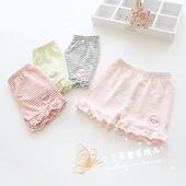 新款 竹节棉热裤 女童百搭卡通熊刺绣条纹短裤 夏季 夏款 童装 夏裤