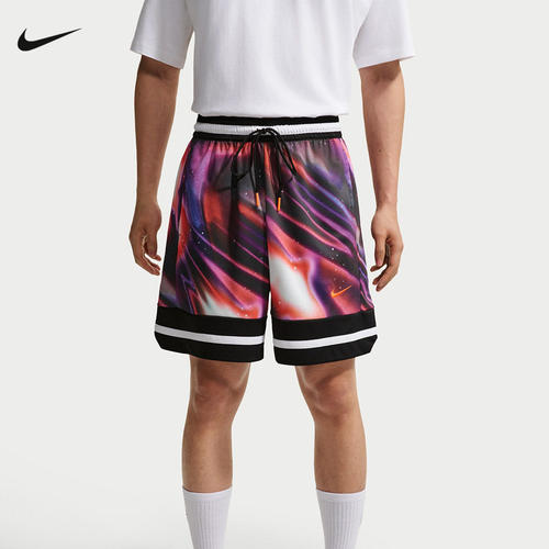 Nike耐克男士篮球运动宽松透气五分裤炫彩印花休闲裤IR6283-100