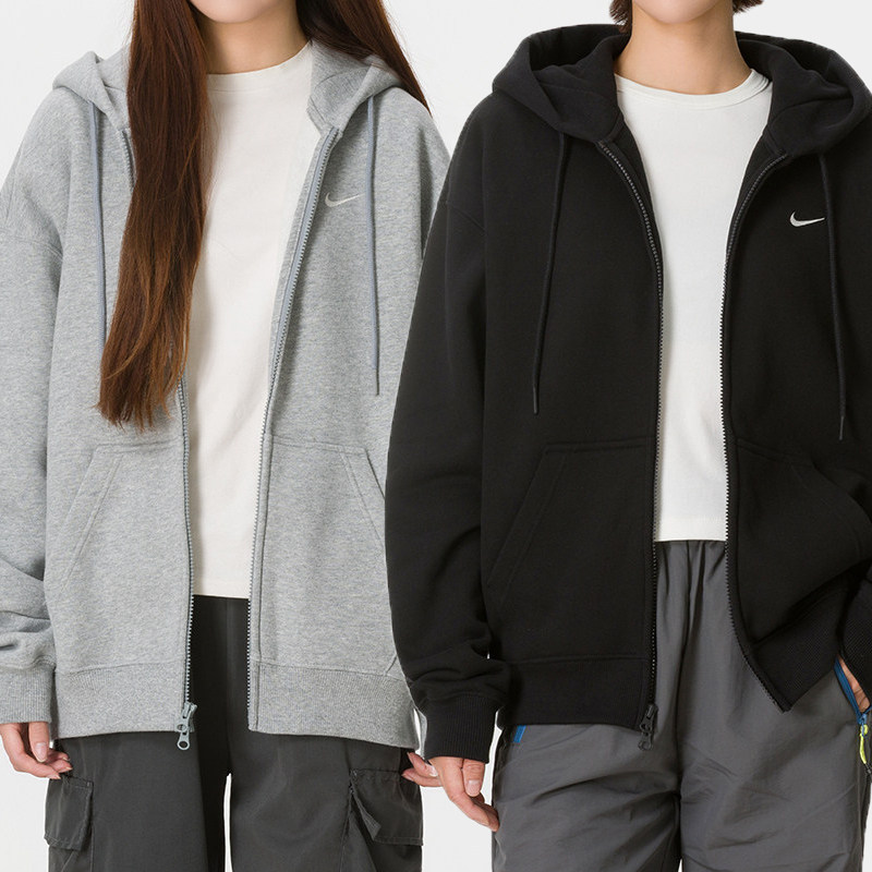 Nike耐克连帽卫衣女拉链开衫宽松休闲运动外套加绒IM8085-063-001