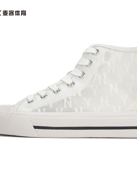MLB高帮帆布鞋男女同款透明老花印花休闲鞋3ACVCMM2N-50GRS XH