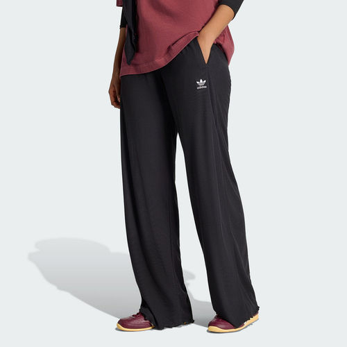 Adidas阿迪达斯三叶草阔腿裤女宽松垂感运动长裤黑色KE1093