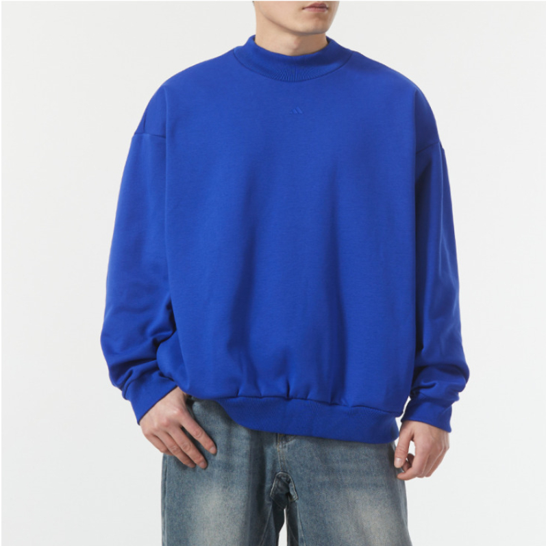 阿迪达斯高领卫衣男宽松廓形套头衫蓝色长袖运动服IX1963 XH