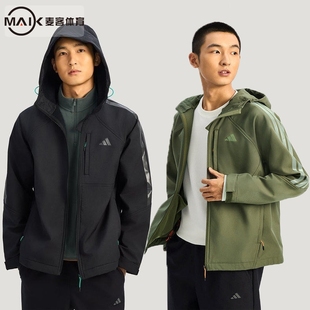 阿迪达斯拒水保暖夹克26新男运动连帽抓绒梭织外套KR2496 KR2497