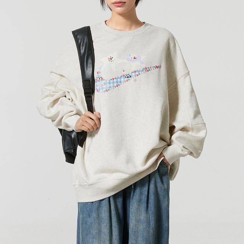 NIKE耐克女士卫衣女装2025秋宽松运动服圆领套头衫潮IO0487-141