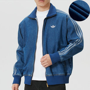 Adidas阿迪达斯三叶草复古牛仔外套男休闲拉链夹克运动风KD1517