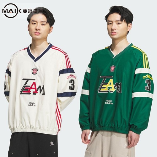 阿迪达斯冬三叶草新款梭织运动宽松球衣男长袖上衣KC0112 KC0113
