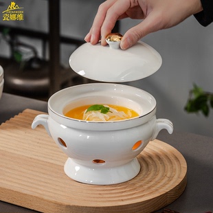 酒店海参碗捞饭燕窝雪蛤辽参盅鲍鱼位上炖盅蜡烛加热保温陶瓷餐具