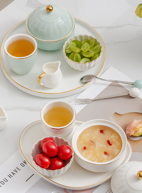 燕窝碗精致小碗美容院养生粥点心甜品碗带盖炖盅银耳汤碗会所餐具