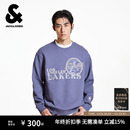 杰克琼斯秋冬男装 潮流 圆领卫衣NBA联名湖人队字母刺绣图案时尚