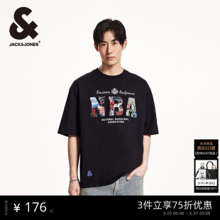 NBA联名 男款 杰克琼斯男装 西部球队篮球印花短袖 T恤 2026年春季
