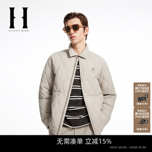 新款 SEASON HIGH男装 羽绒服春季 绗缝合体休闲翻领保暖外套 时尚