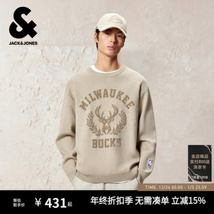 NBA联名圆领字母长袖 2025年新款 上衣 秋冬毛衣针织衫 杰克琼斯男装