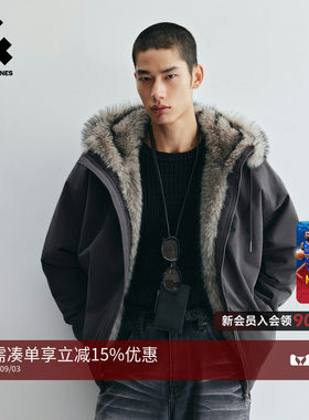 杰克琼斯秋冬男大毛领保暖棉服
