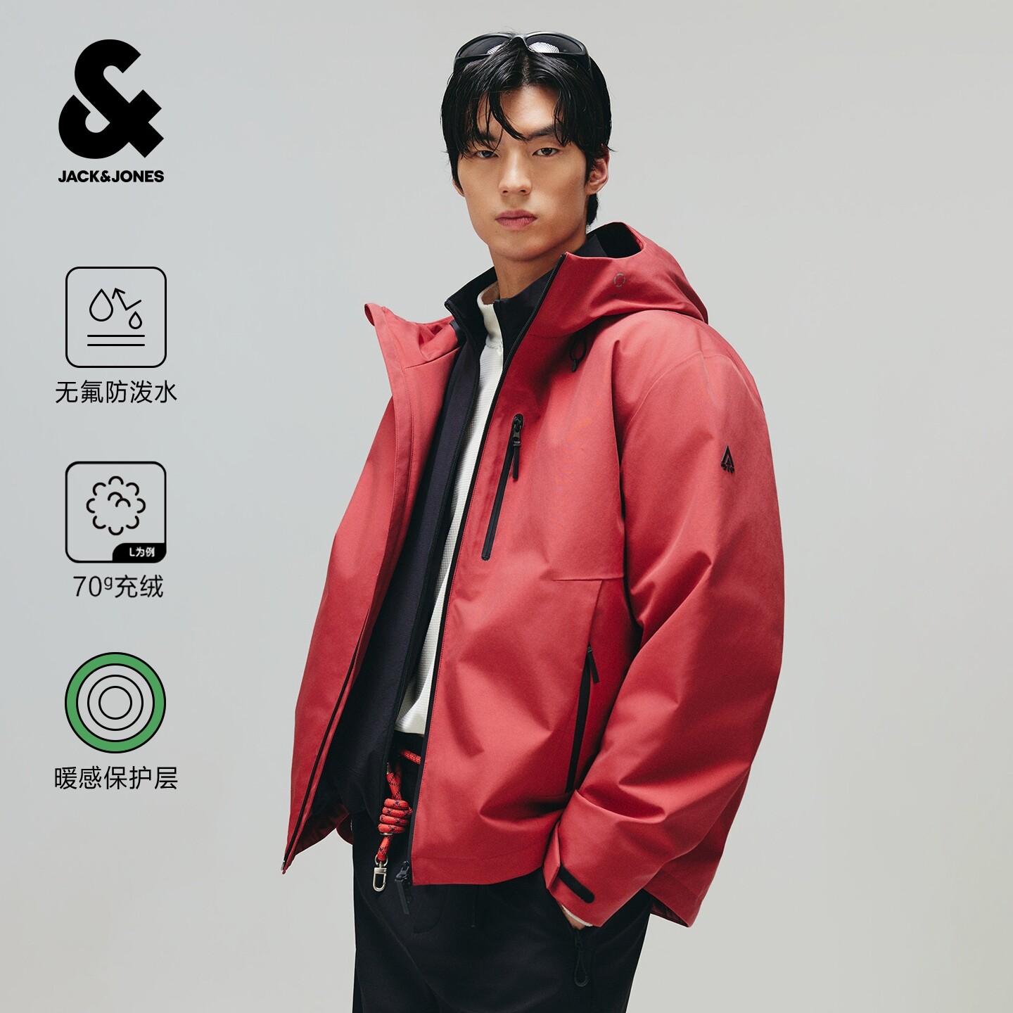 杰克琼斯AT系列男无氟防泼水羽绒