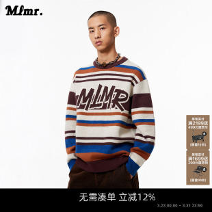 新款 春季 新胶囊系列条纹撞色个性 情侣同款 毛衣圆领针织衫 MLMR男装