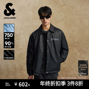 通勤上衣男装 杰克琼斯男生25年冬新款 皮衣羽绒服翻领日常外套美式