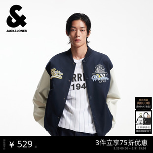 飞行员外套 刺绣棒球夹克2026年潮流经典 杰克琼斯男装 NBA联名春季