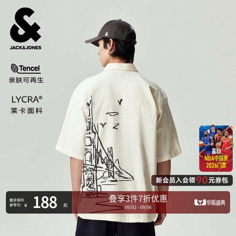 杰克琼斯NBA联名勇士男短袖衬衫图片