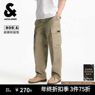 风长裤 子侧兜廓形工装 牛仔裤 秋季 908杰克琼斯男装 男款 宽松阔腿裤