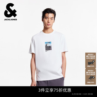 男装 圆领全棉休闲短袖 秋季 印花款 T恤 新款 杰克琼斯DALI联名款