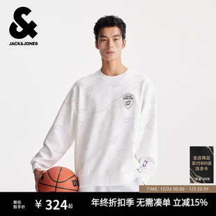 圆领落肩宽松卫衣225333017 时尚 杰克琼斯NBA联名男装 卫衣秋冬新款