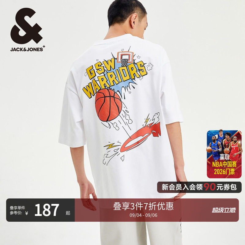 NBA联名杰克琼斯勇士刺绣T恤图片